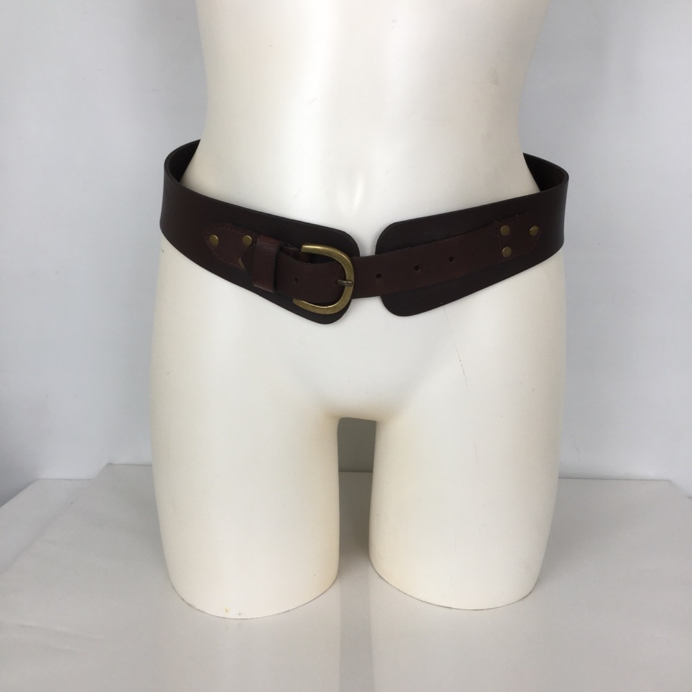 Linea Pelle Dark Brown Leather Corset Waist Belt Bohemian Western Renaissance